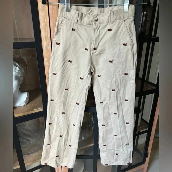 Janie and Jack Boys pants embroidered trains khakis holidays polar express - Picture 1 of 5